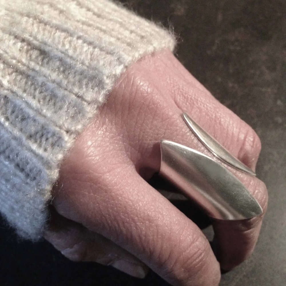 Minimalist Shield Sterling Silver Ring-Handmade